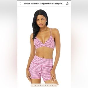 Vapor spendor gingham pink alo yoga set